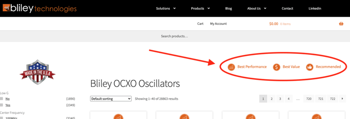 Bliley Technologies online OCXO Oscillator store icons